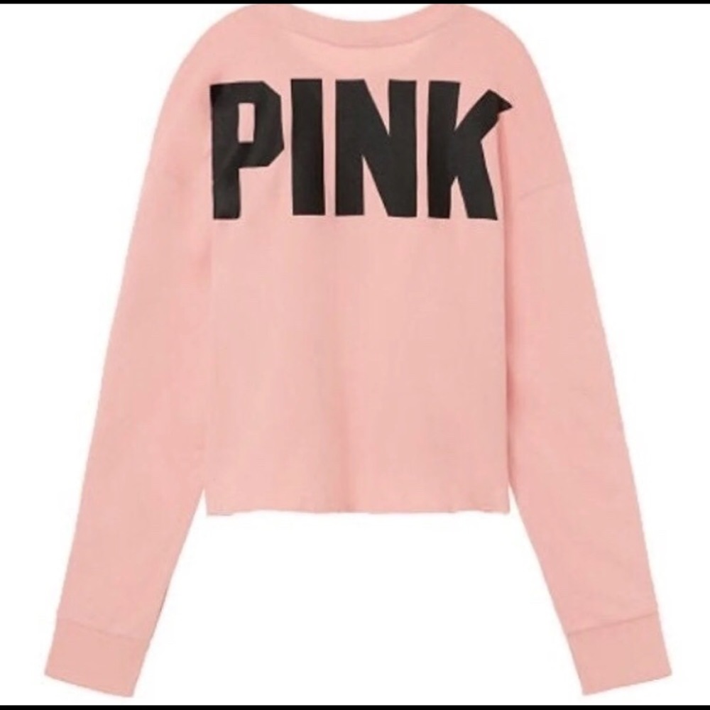Pink logo Crop Sweatshirt crew hoodie Chalk Rose